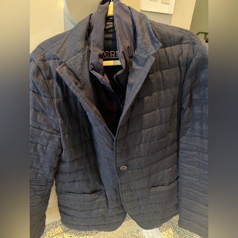Herno Dark Blue Quilted Blazer Jacket